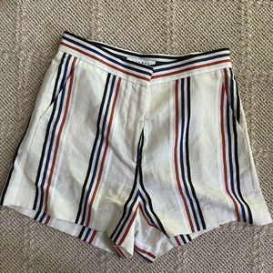 Sandro Paris Striped High Waisted Linen Shorts - Size 36!